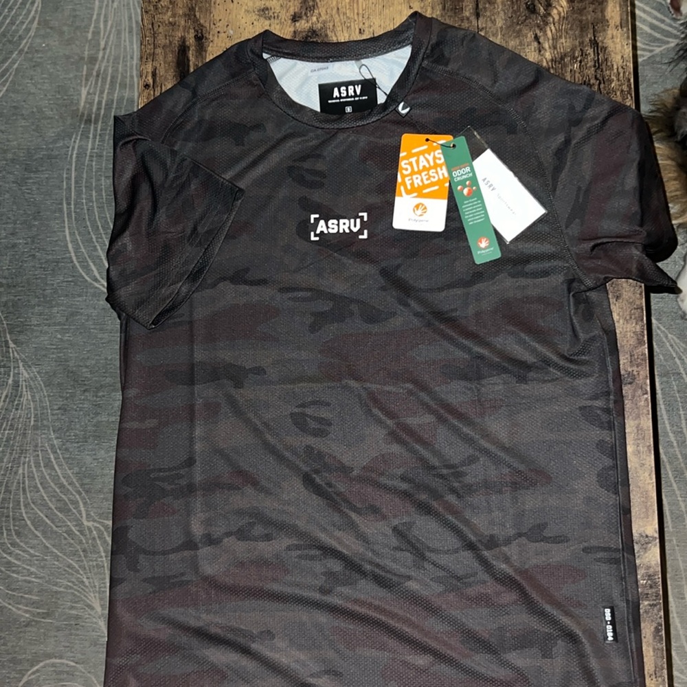 ASRV Camo Silver-lite Polygenie Performance Workout Short Sleeve Shirt DSG-0164